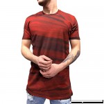 Casual Print T Shirt,Donci Color Stripe Fashion Spring and Autumn Tops Casual Sports Round Neck Men's New Tees Red B07Q271KKP